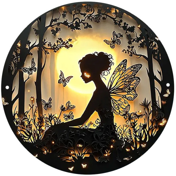 Plaque métal "Fairy Silhouette #8" / Décorations Murales Fées