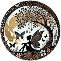 Plaque métal Fée Fairy Silhouette #9