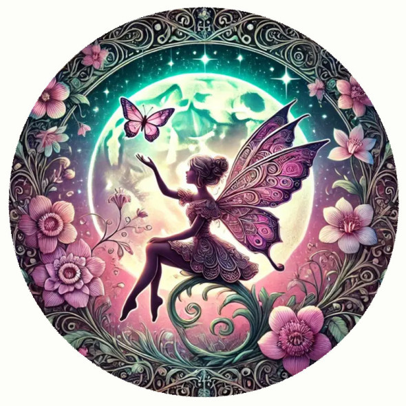 Plaque métal "Pink Butterfly" / Décorations Murales Fées