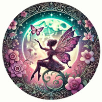 Plaque métal Fée - Pink Butterfly Fairy