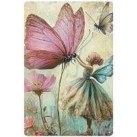 Plaque métal Fée The Fairy and the Butterfly Flower