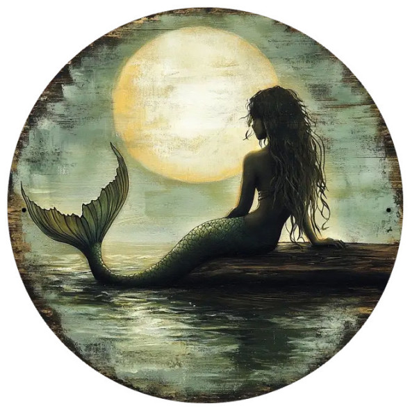 Plaque métal "Sunset Mermaid" / Nouveautés