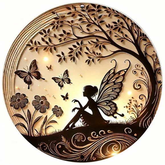 Plaque métal "Fairy Silhouette" / Décorations Murales Féeriques