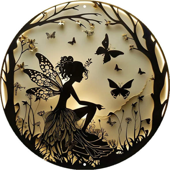Plaque métal "Fairy Silhouette" / Décorations Murales Féeriques