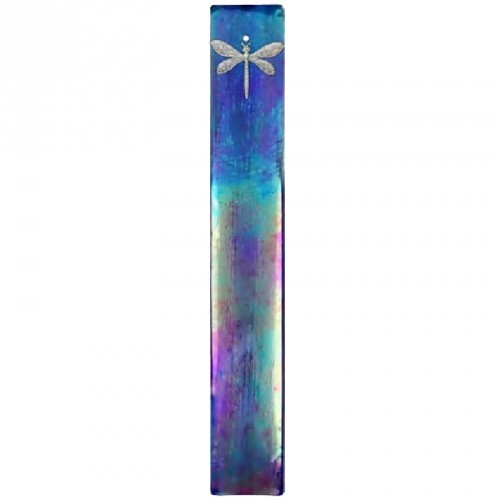 Porte-Encens en verre Bleu irisé "Libellule" / Porte-Encens Féeriques