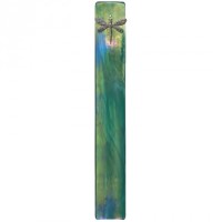 Porte-Encens en verre Vert irisé Libellule