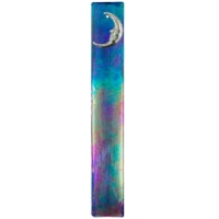 Porte-Encens Lune avec Visage en verre Bleu irisé