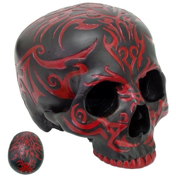 Crâne "Black & Red Tribal" / Figurines Gothiques