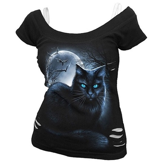 T-Shirt Chat "Mystical Moonlight" - XL / Vêtements - Taille XL
