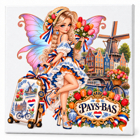 Toile sur ch&acirc;ssis "F&eacute;e Souvenir des Pays Bas" / Toiles sur Ch&acirc;ssis F&eacute;es Globe-Trotteuses
