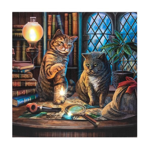 Toile sur chassis lumineuse "Purrlock Holmes Light Up" / Décorations Murales Chats