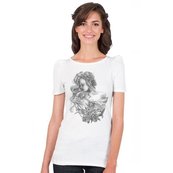 Top Montmartre "Rosa Rosam" Blanc - S / T-Shirts Elfes pour Femmes